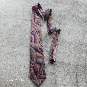 Johnny Carson Men's Tie Multicolor Abstract Polyester Vintage, 58"